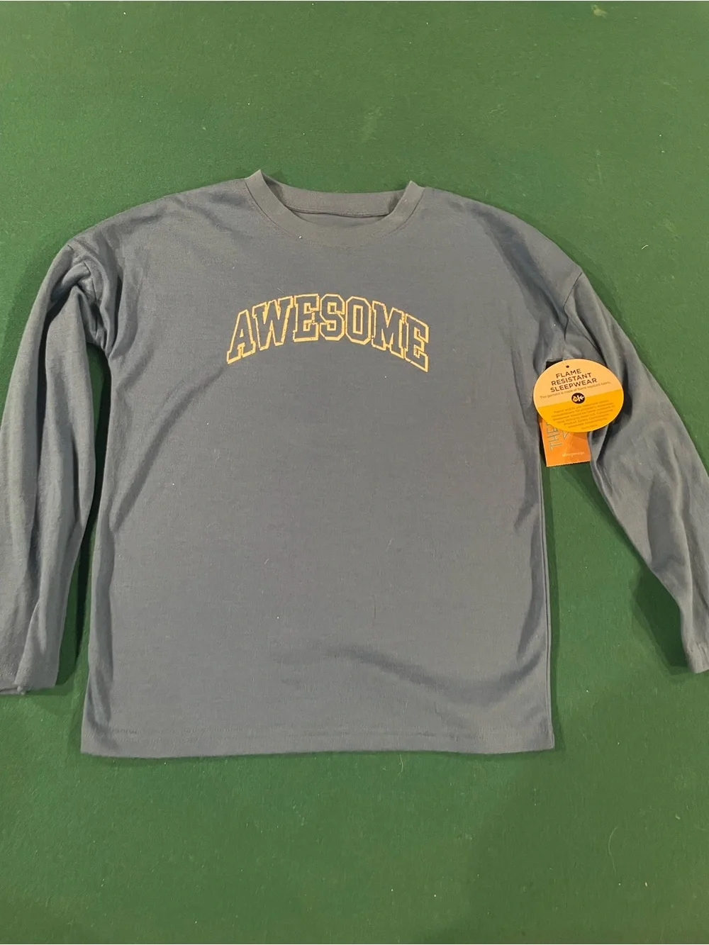 Kids' Long-Sleeve 'Awesome' Pajama Top - Blue